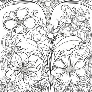 Art Nouveau Blomsterdesign Fargeleggingsark 53938-44956