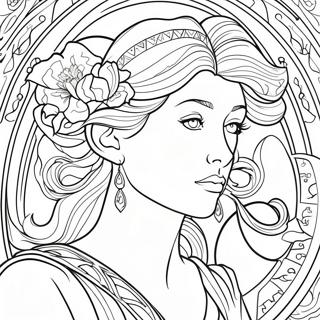 Alphonse Mucha Art Nouveau Dame Fargeleggingsark 54662-45501