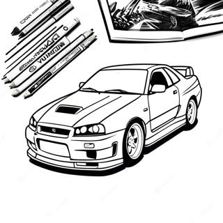 Nissan Skyline Gtr R34 Racing Action Fargeleggingsark 55502-46169