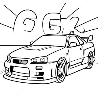 Nissan Skyline Gtr R34 Racing Action Fargeleggingsark 55502-46171