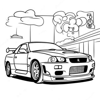 Nissan Skyline Gtr R34 Racing Action Fargeleggingsark 55502-46172