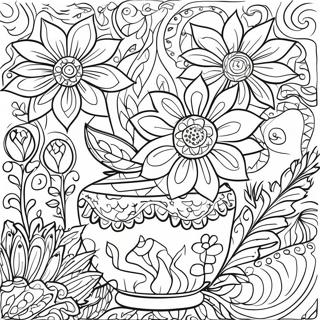 Talavera Keramikk Blomsterdesign Fargeleggingsark 56021-46574