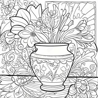 Talavera Keramikk Blomsterdesign Fargeleggingsark 56021-46575