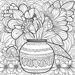 Talavera Keramikk Blomsterdesign Fargeleggingsark 56021-46576