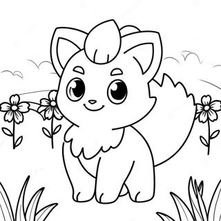 Sot Vulpix I En Blomstereng Fargeleggingsark 56252-46763