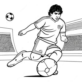 Maradona Dribler Med En Fotball Fargeleggingsark 61567-51041