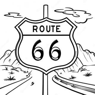 Vintage Route 66 Skilt Fargeleggingsark 64631-53425