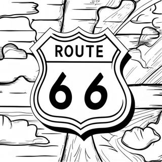 Vintage Route 66 Skilt Fargeleggingsark 64631-53428