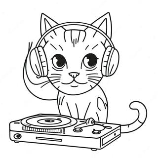 Dj Catnip Med Hodetelefoner Fargeleggingsark 64721-53516