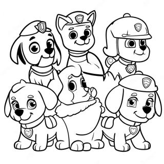 Paw Patrol Karakterer I Julehatter Fargeleggingsark 672-537