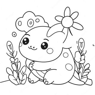 Sot Squishmallow Axolotl Med Blomster Fargeleggingsark 6815-5541