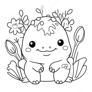 Sot Squishmallow Axolotl Med Blomster Fargeleggingsark 6815-5543