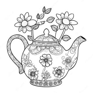 Fantastisk Tekande Med Blomster Fargeleggingsark 69914 57824