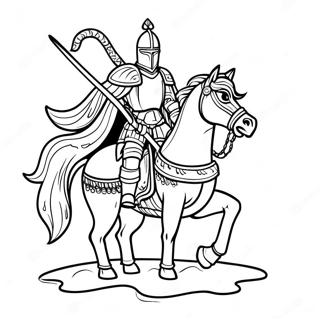 Fryktinngytende Svart Ridder Pa Hest Fargeleggingsark 70024 57908