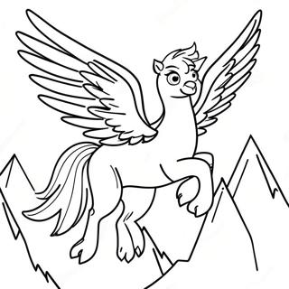 Majestetisk Hippogriff Flygende Over Fjell Fargeleggingsark 71424-59027