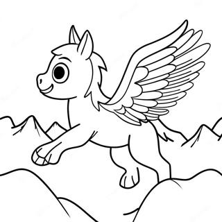 Majestetisk Hippogriff Flygende Over Fjell Fargeleggingsark 71424-59028