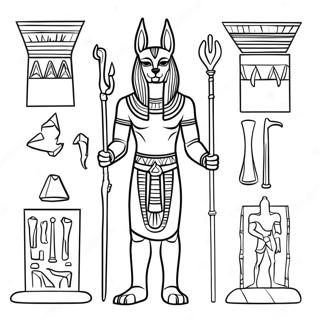 Anubis Med Egyptiske Artefakter Fargeleggingsark 74016-61113