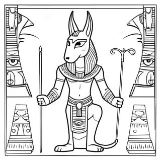 Anubis Med Egyptiske Artefakter Fargeleggingsark 74016-61114