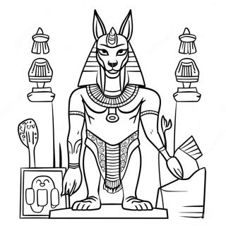 Anubis Med Egyptiske Artefakter Fargeleggingsark 74016-61115