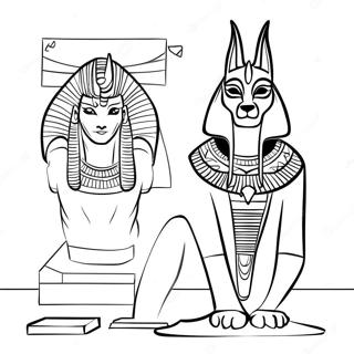 Anubis Med Egyptiske Artefakter Fargeleggingsark 74016-61116